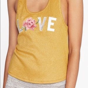 Spiritual Gangster Gold Love Floral Tank Top
